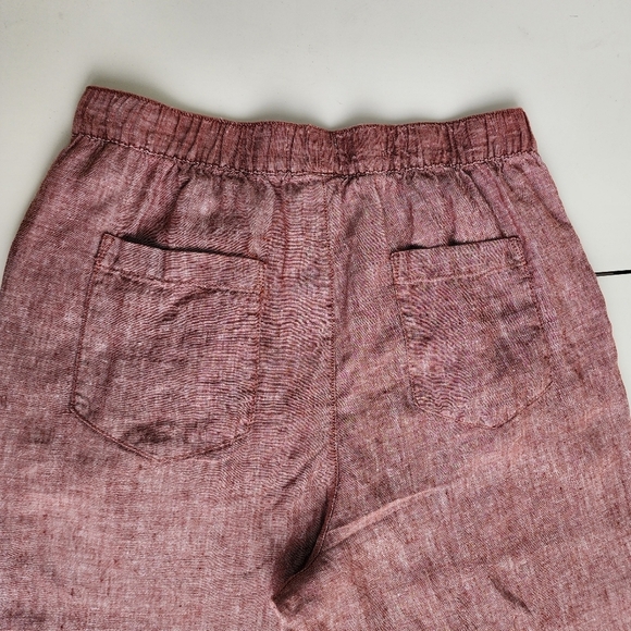 Cynthia Rowley Womens Pink 100% Linen Wide Leg Capri Pants Loose Pockets Sz L - Picture 10 of 11